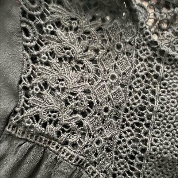 Black Embroidered Mini Sleeve Summer Tshirt by Mandee Women’s Small - Picture 5 of 8